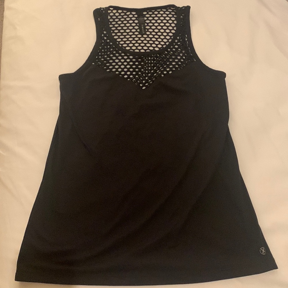 Black Cut Out Mesh Workout Tank Top - Black